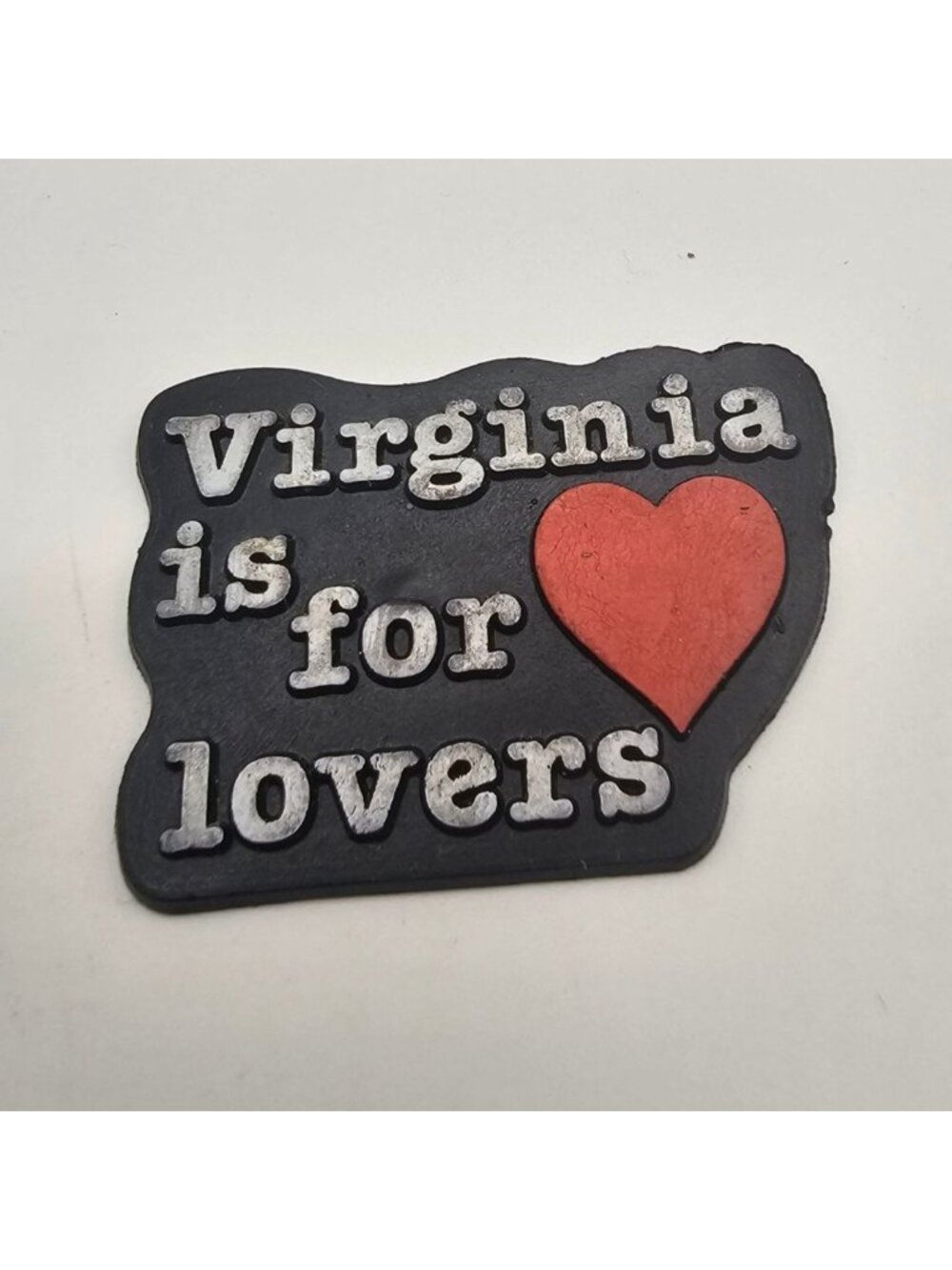 Virginia Is For Lovers Magnet - Black With Red Heart - Made In USA Vintage